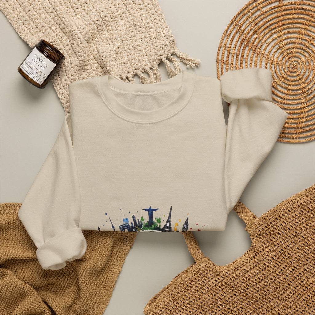 One World Crewneck Sweatshirt — Global Unity Earth Graphic