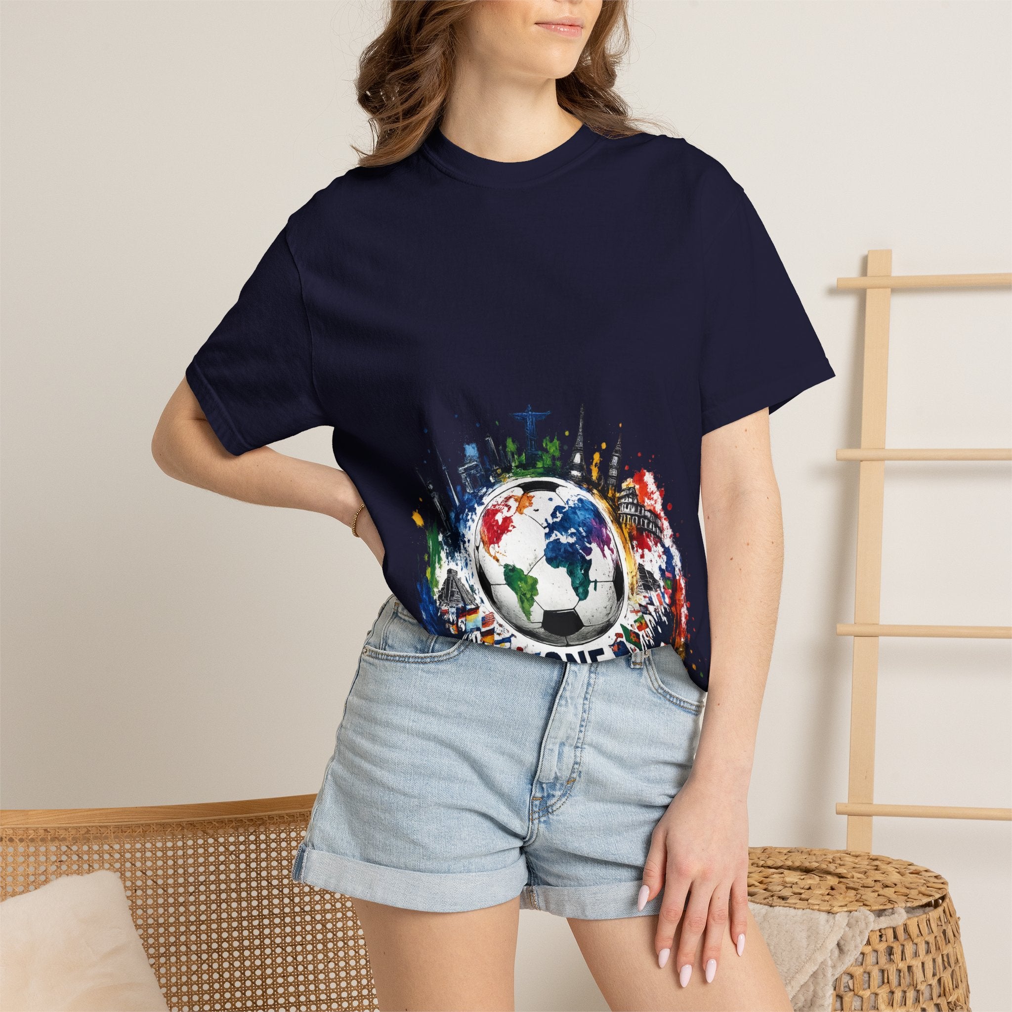 One World Globe Graphic T-Shirt — Multicultural Travel & Unity Tee