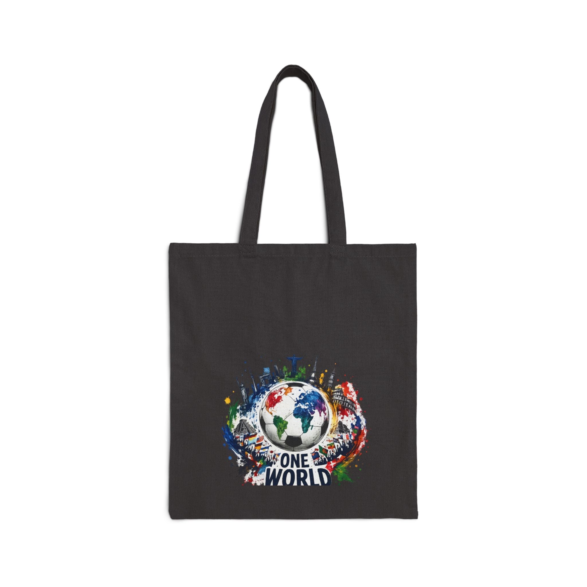 One World Cotton Tote Bag — Earth Graphic Eco-Friendly Shopper