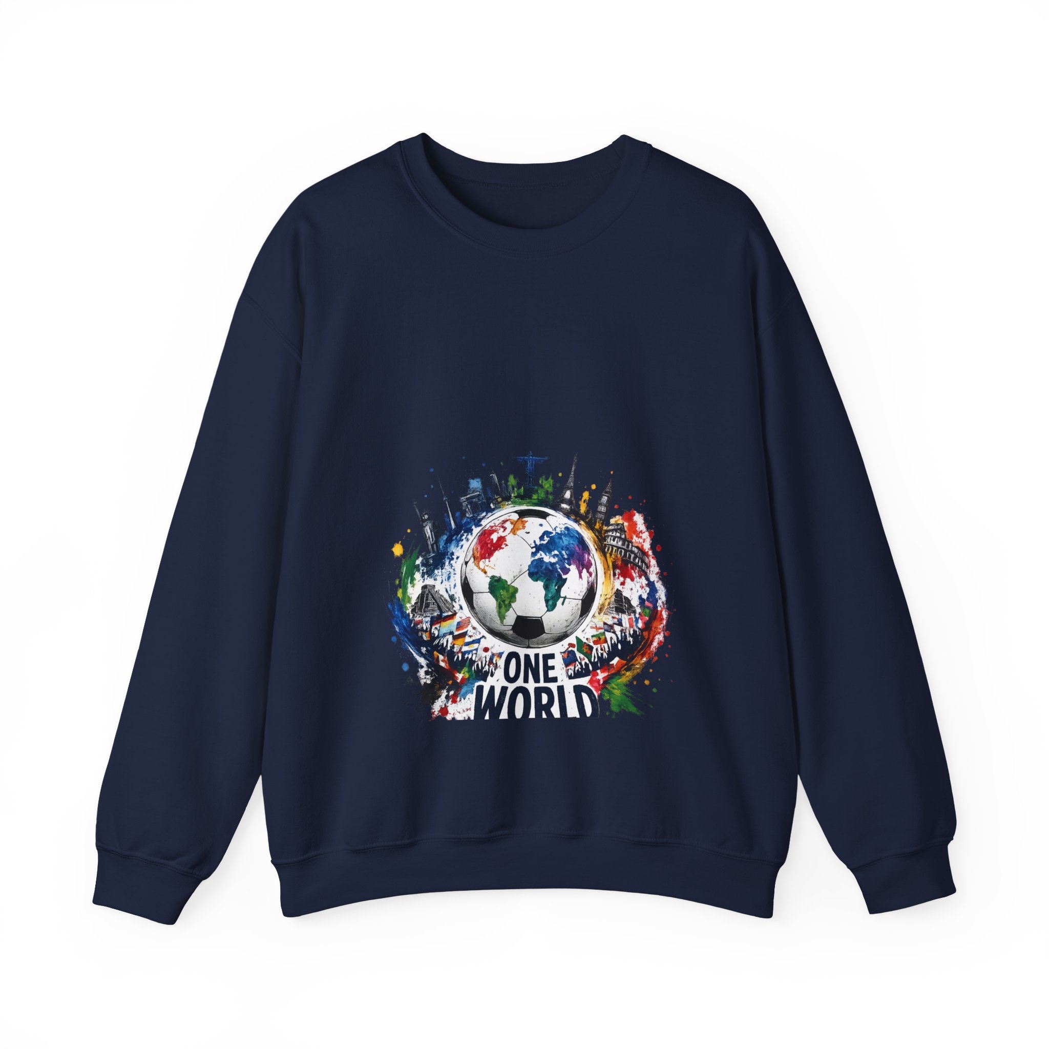 One World Crewneck Sweatshirt — Global Unity Earth Graphic