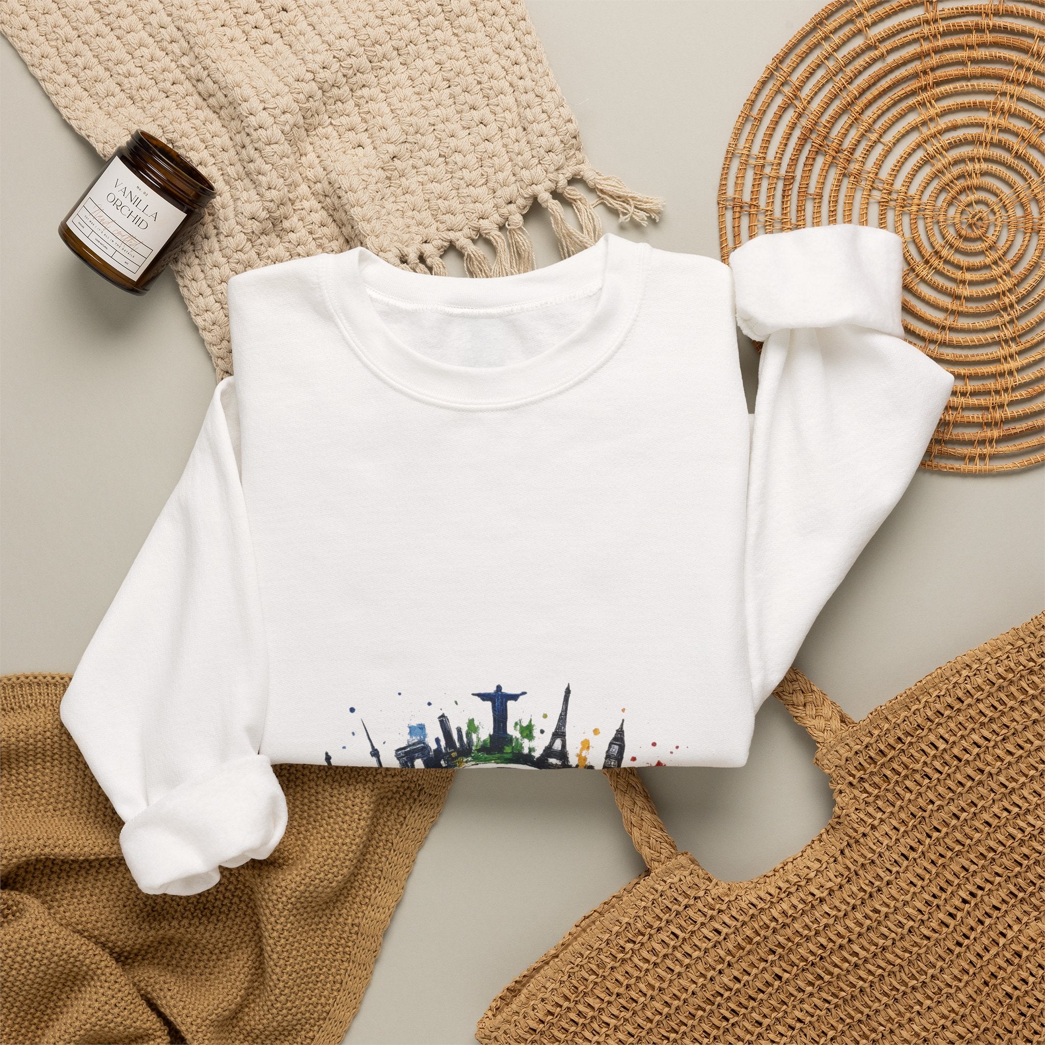 One World Crewneck Sweatshirt — Global Unity Earth Graphic