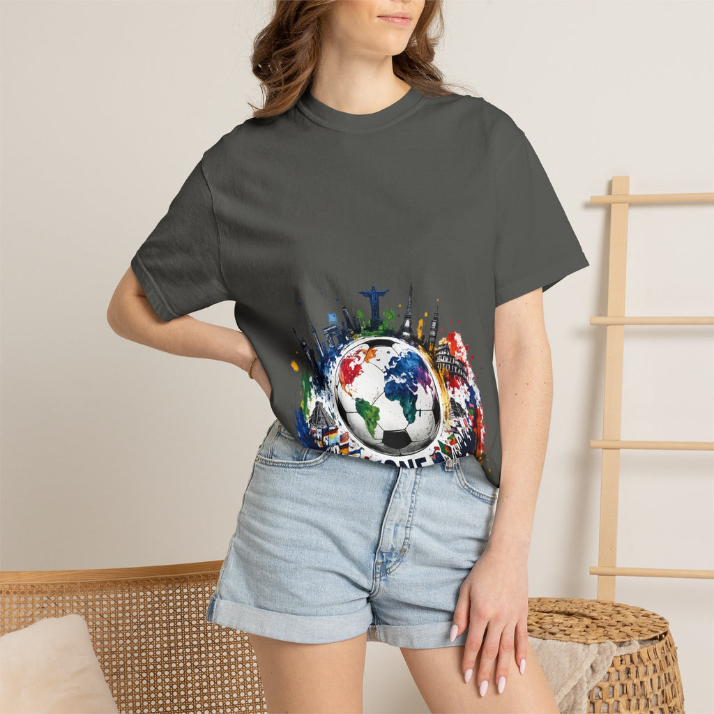One World Globe Graphic T-Shirt — Multicultural Travel & Unity Tee
