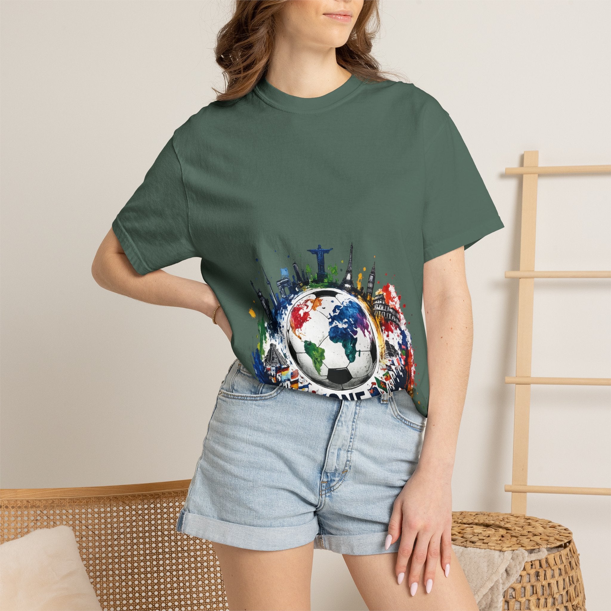 One World Globe Graphic T-Shirt — Multicultural Travel & Unity Tee