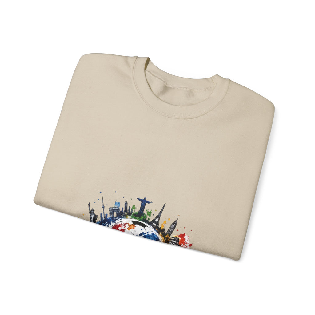 One World Crewneck Sweatshirt — Global Unity Earth Graphic