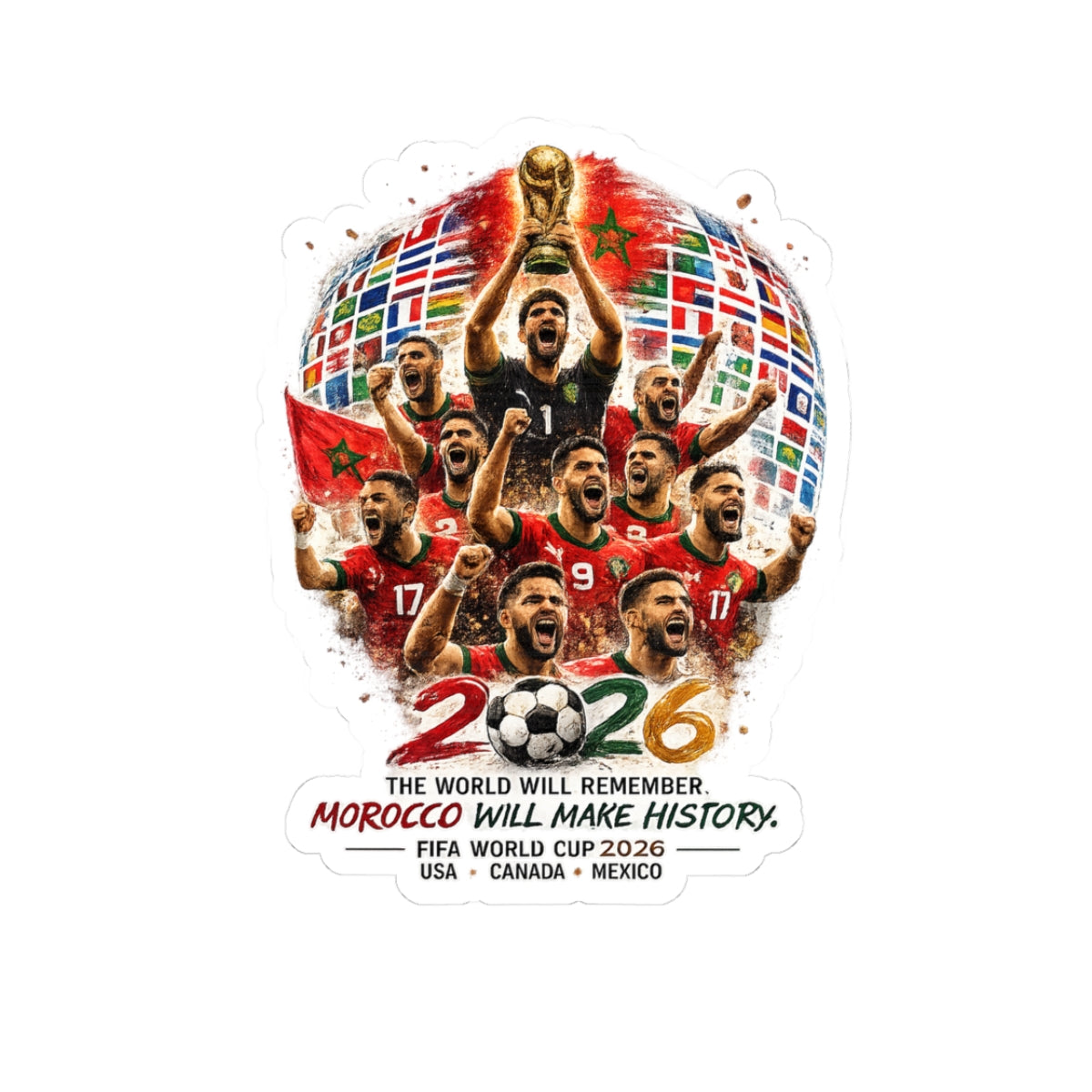 FIFA World Cup 2026 Morocco Champions Kiss-Cut Sticker
