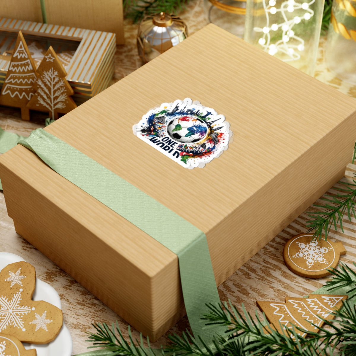 One World Soccer Sticker — Colorful Global Football Kiss-Cut Decal