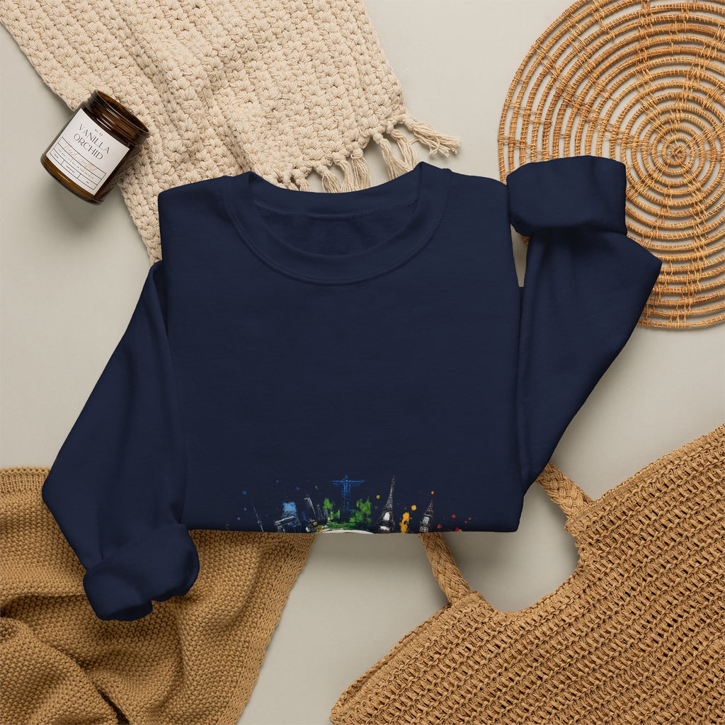 One World Crewneck Sweatshirt — Global Unity Earth Graphic