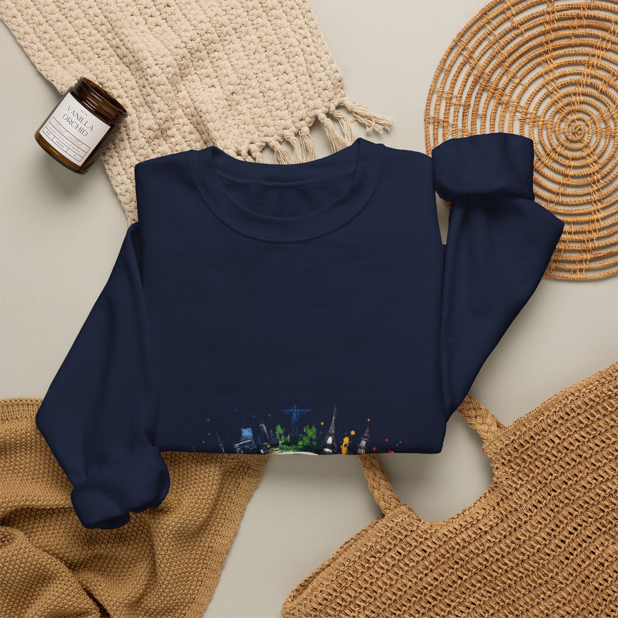 One World Crewneck Sweatshirt — Global Unity Earth Graphic