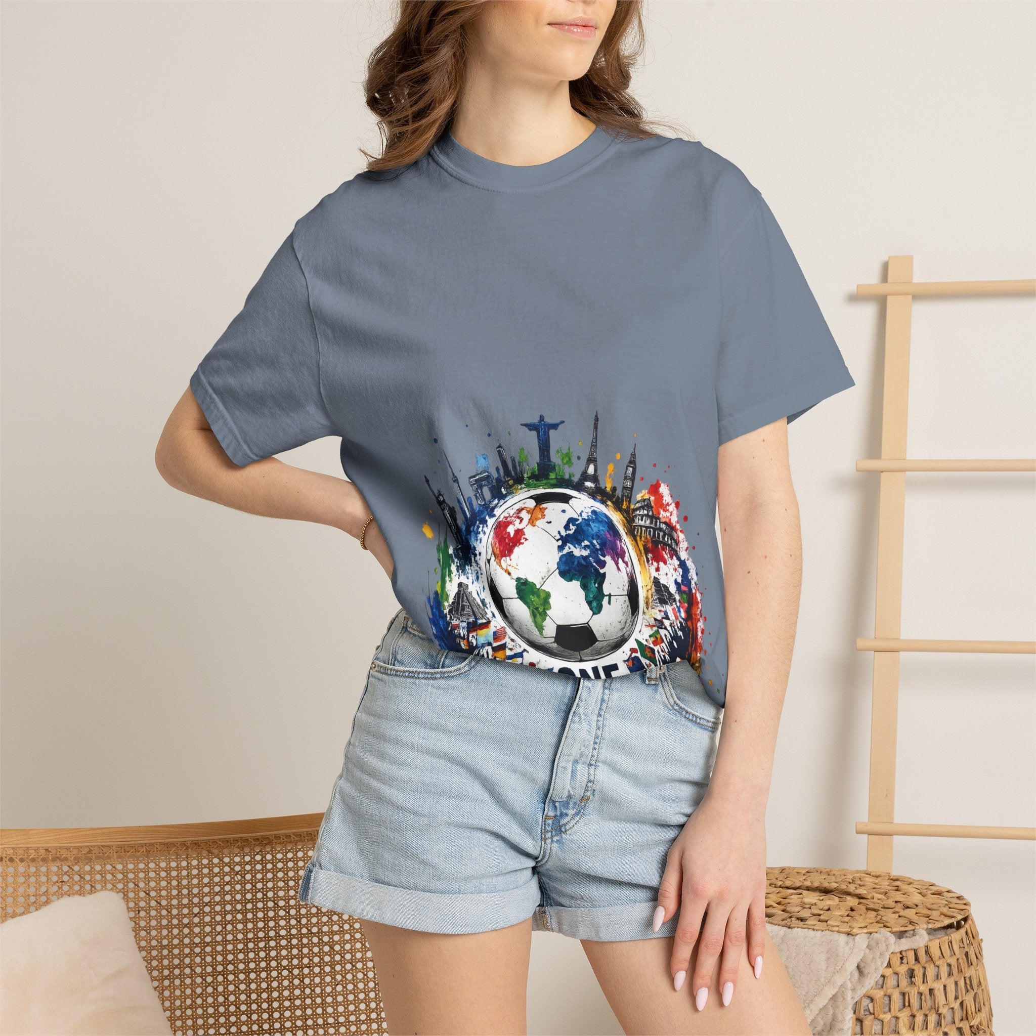 One World Globe Graphic T-Shirt — Multicultural Travel & Unity Tee