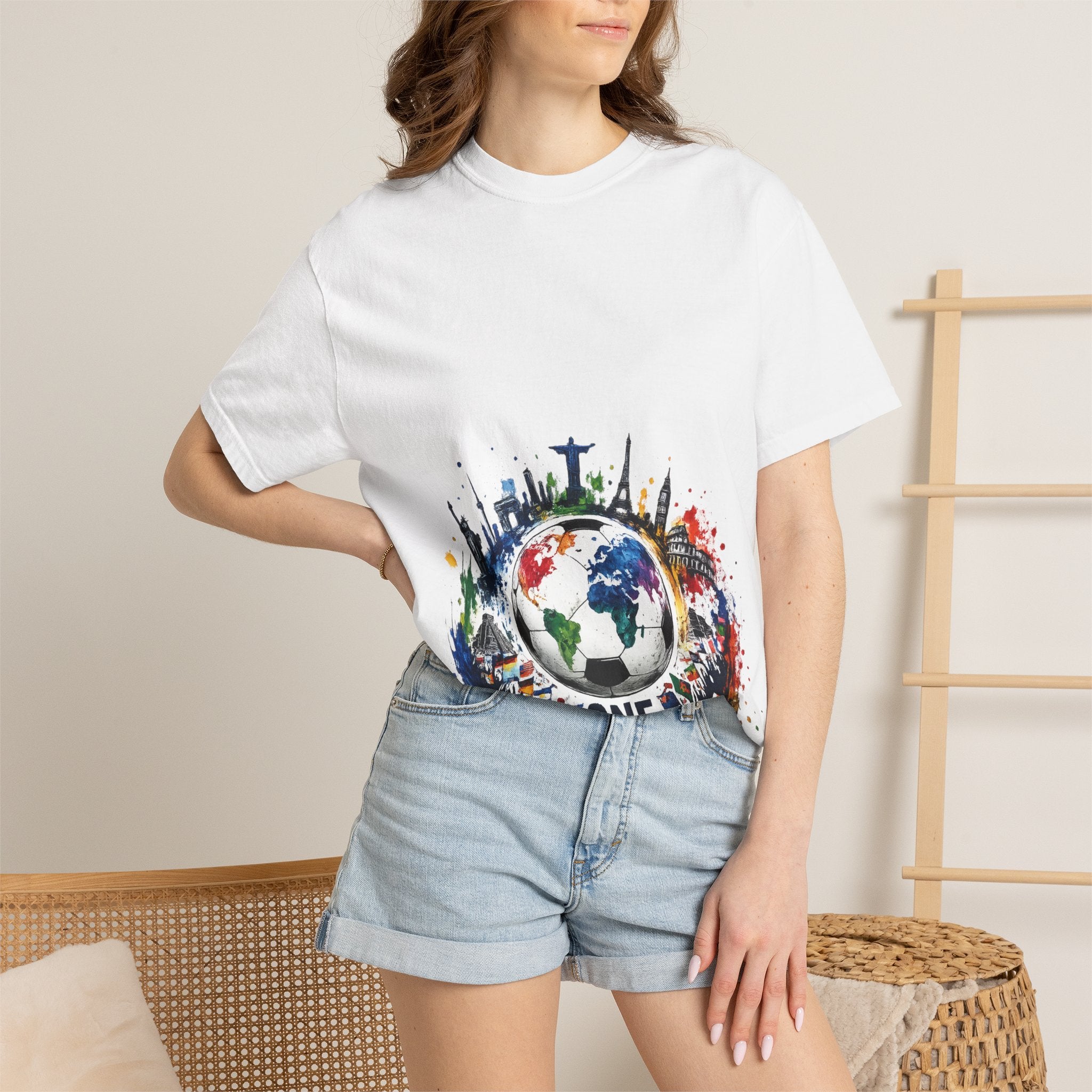 One World Globe Graphic T-Shirt — Multicultural Travel & Unity Tee