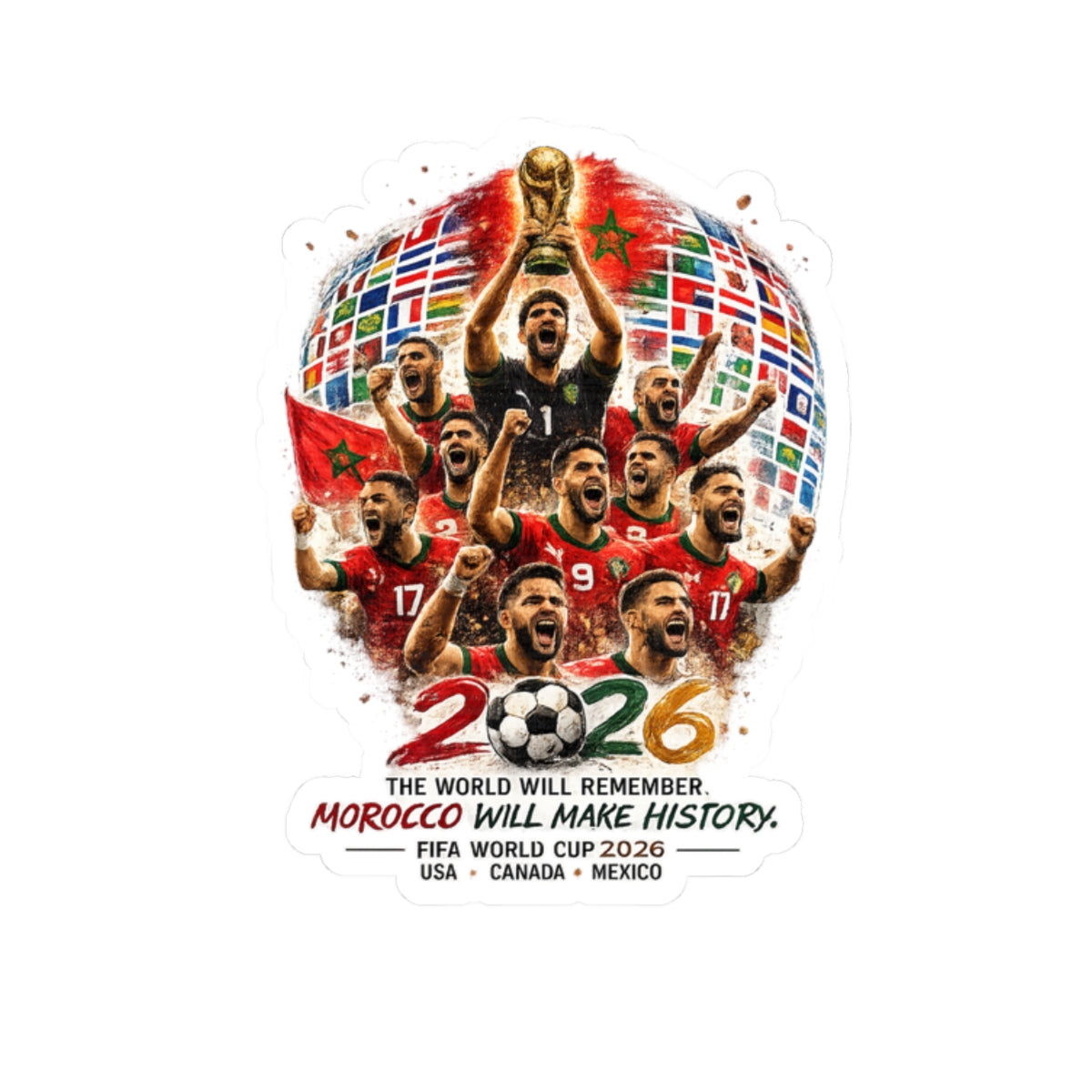 FIFA World Cup 2026 Morocco Champions Kiss-Cut Sticker