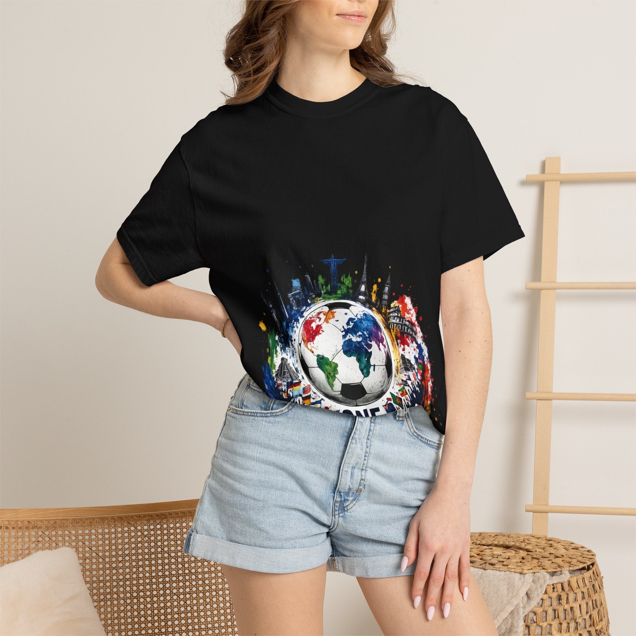 One World Globe Graphic T-Shirt — Multicultural Travel & Unity Tee