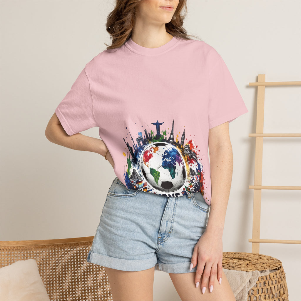 One World Globe Graphic T-Shirt — Multicultural Travel & Unity Tee