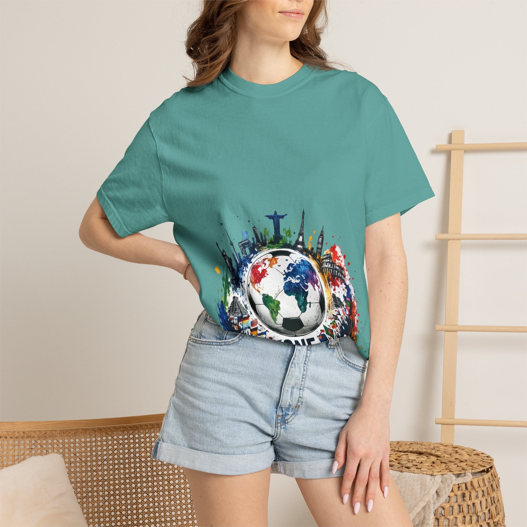 One World Globe Graphic T-Shirt — Multicultural Travel & Unity Tee