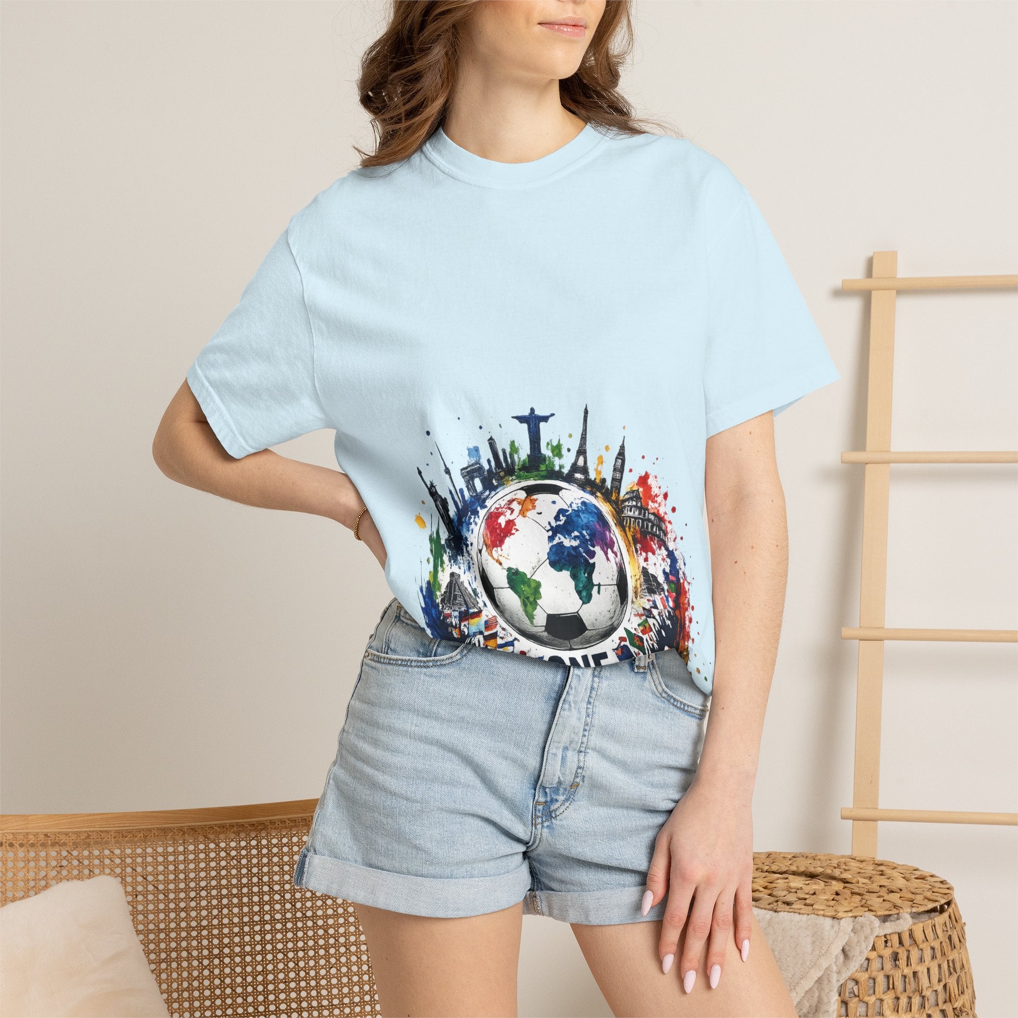 One World Globe Graphic T-Shirt — Multicultural Travel & Unity Tee