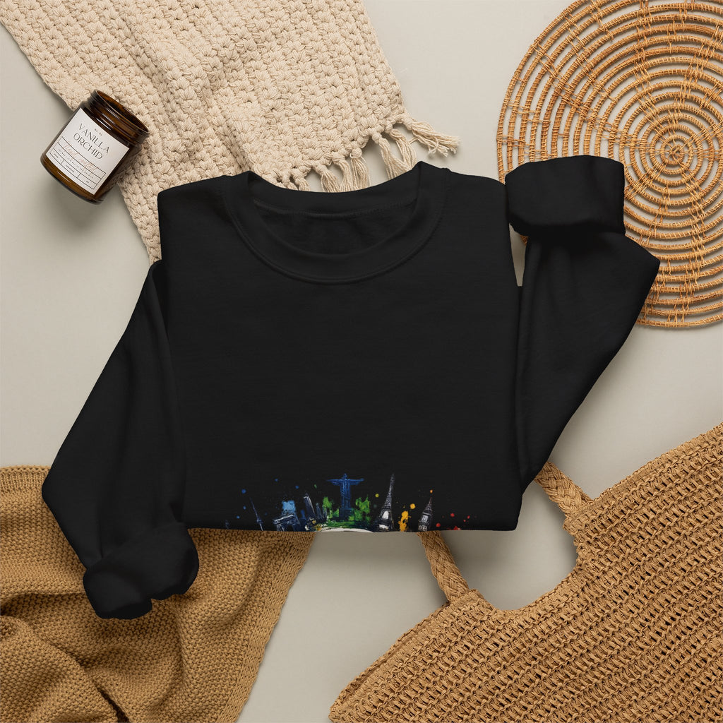 One World Crewneck Sweatshirt — Global Unity Earth Graphic