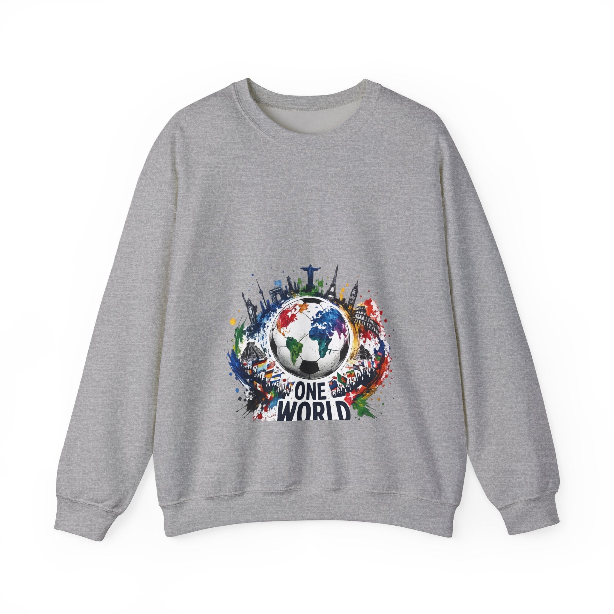One World Crewneck Sweatshirt — Global Unity Earth Graphic
