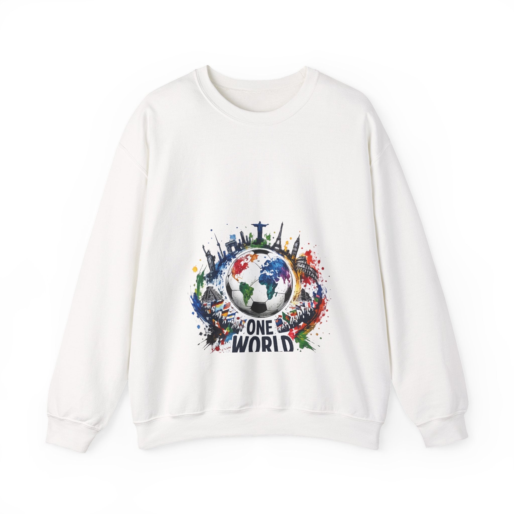 One World Crewneck Sweatshirt — Global Unity Earth Graphic
