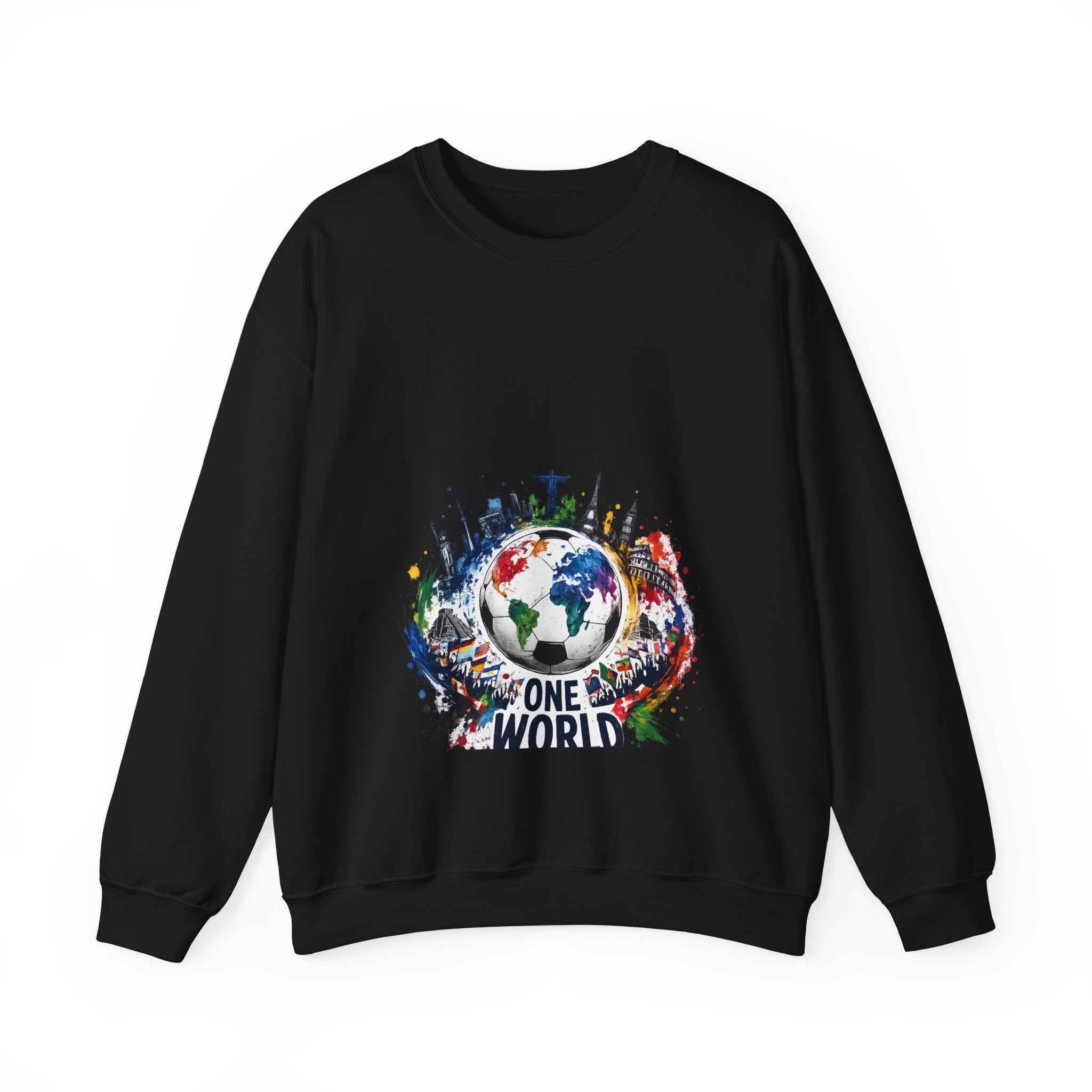 One World Crewneck Sweatshirt — Global Unity Earth Graphic
