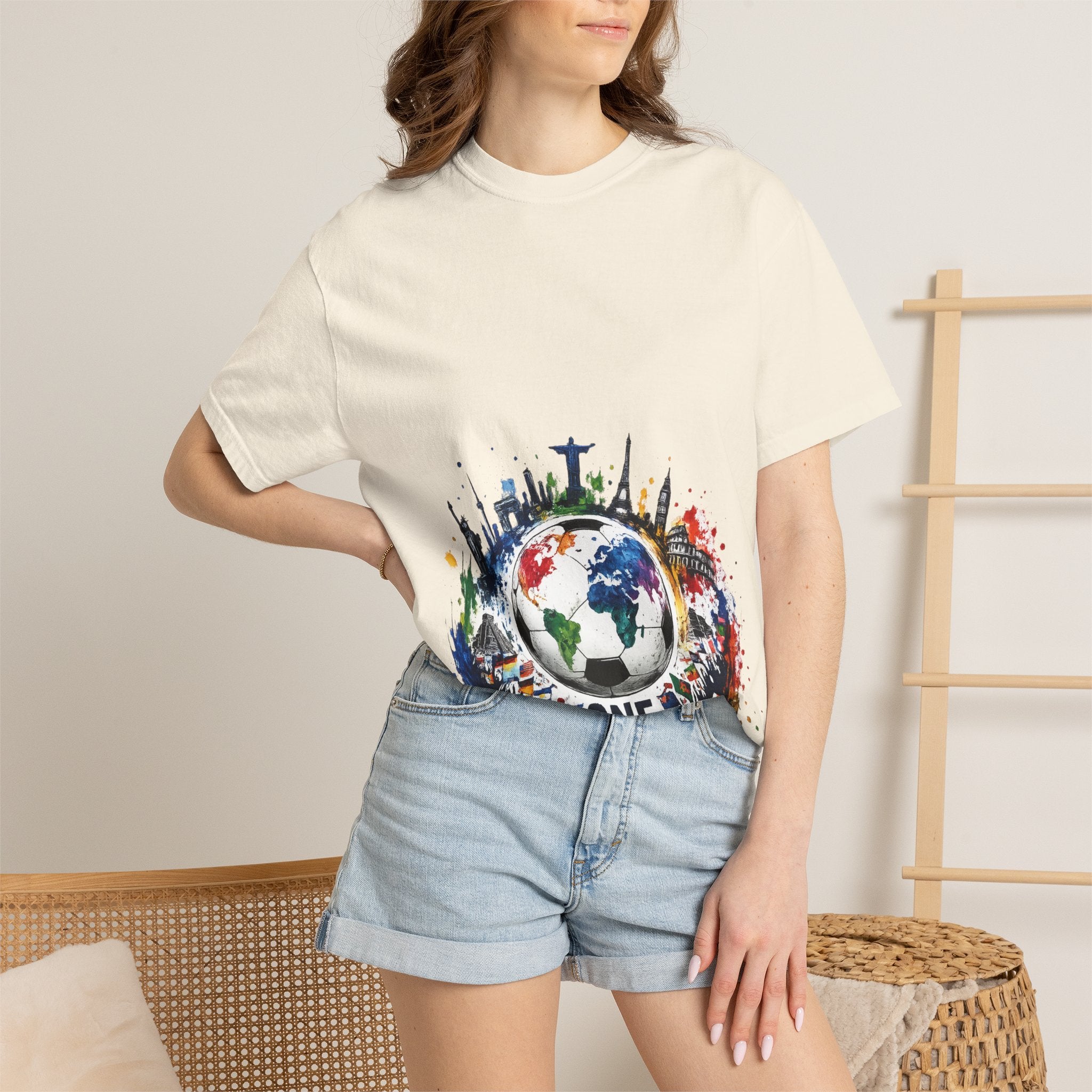 One World Globe Graphic T-Shirt — Multicultural Travel & Unity Tee
