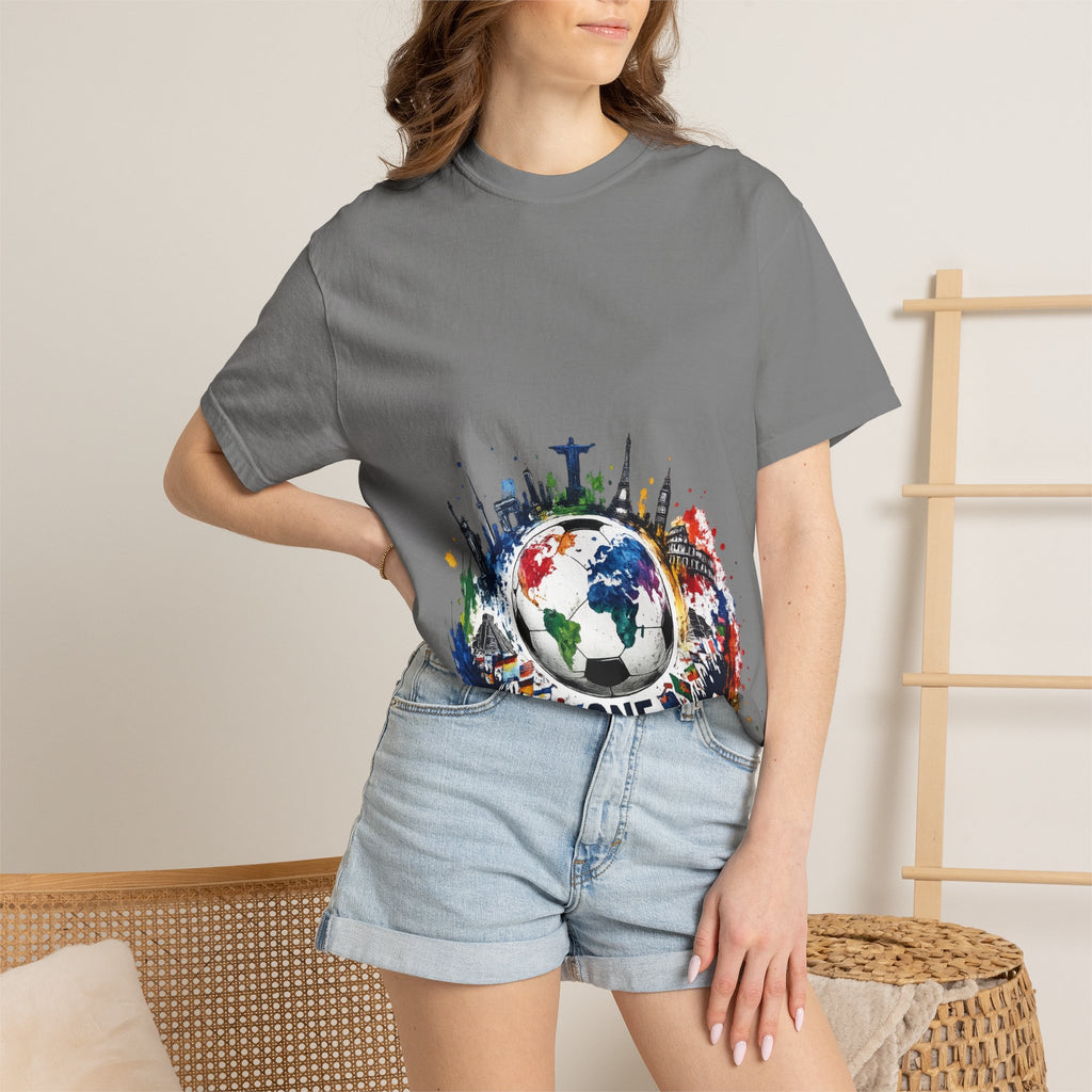 One World Globe Graphic T-Shirt — Multicultural Travel & Unity Tee