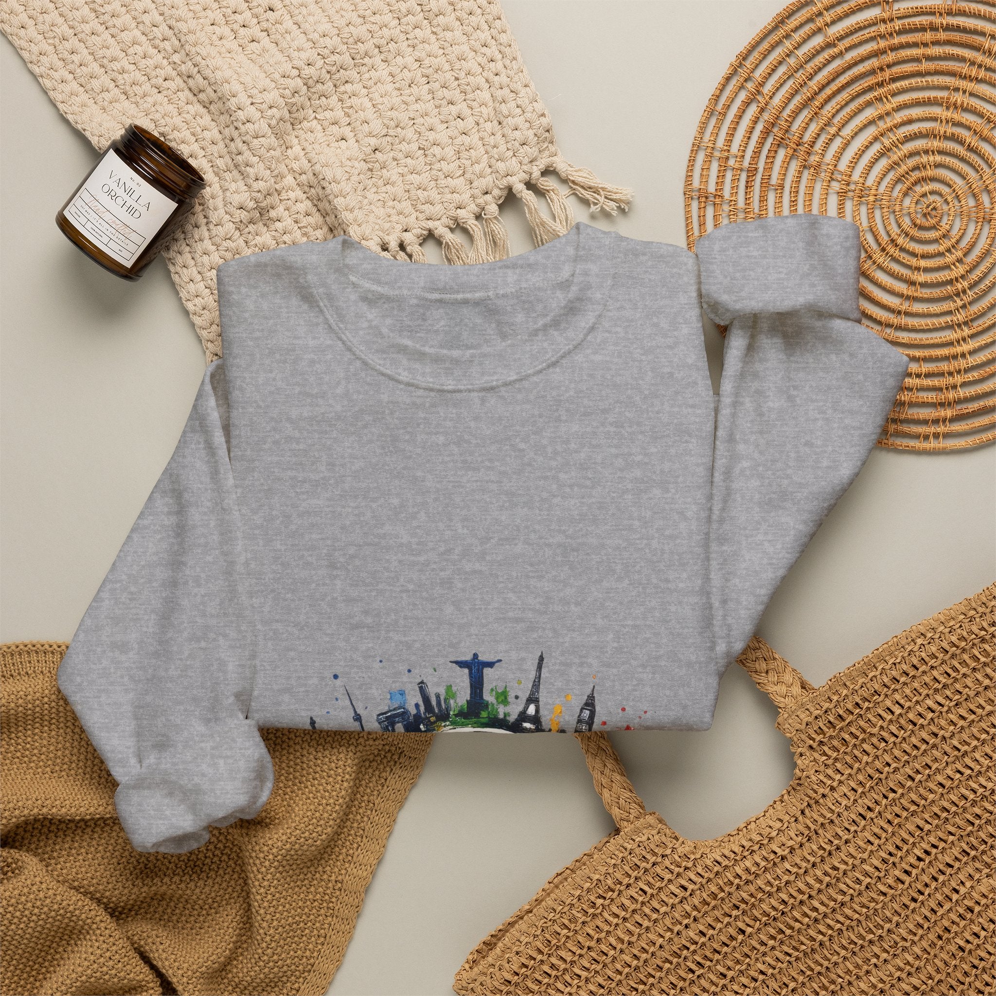 One World Crewneck Sweatshirt — Global Unity Earth Graphic