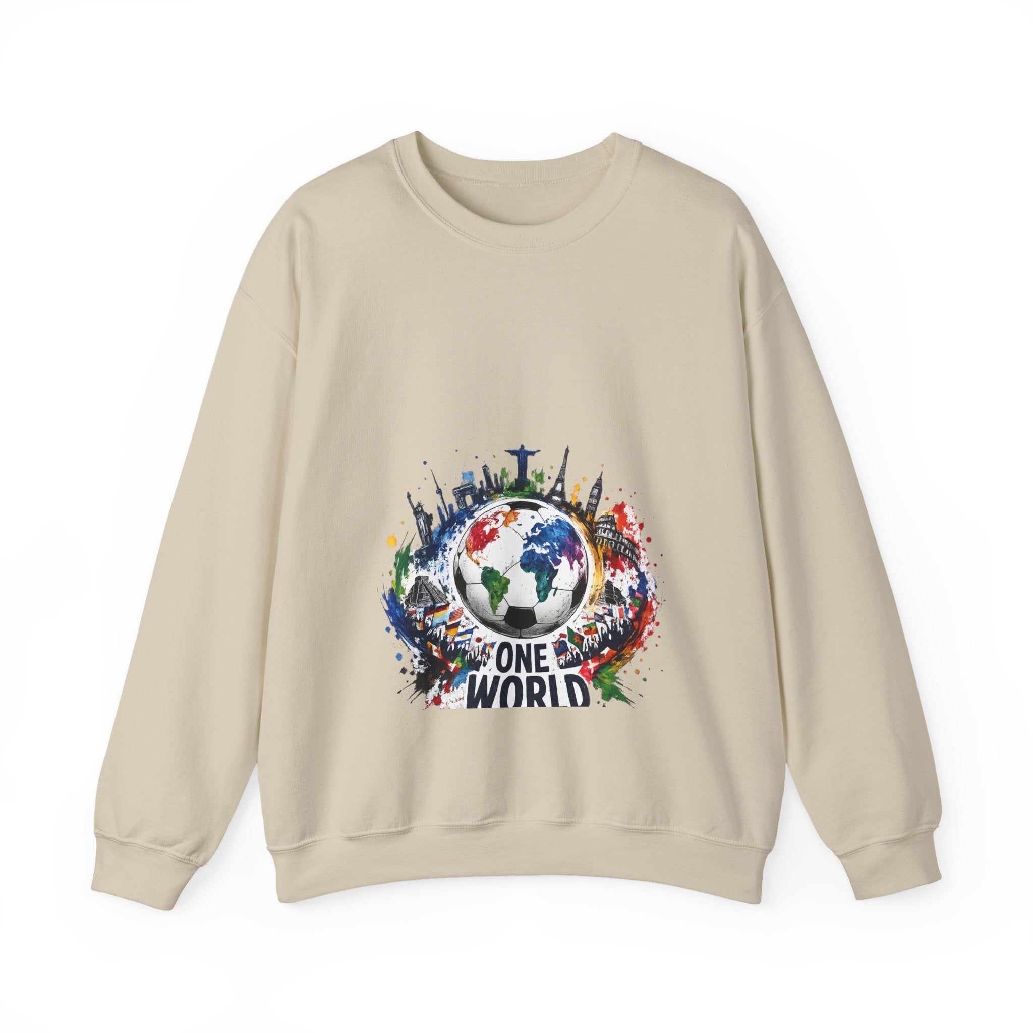 One World Crewneck Sweatshirt — Global Unity Earth Graphic