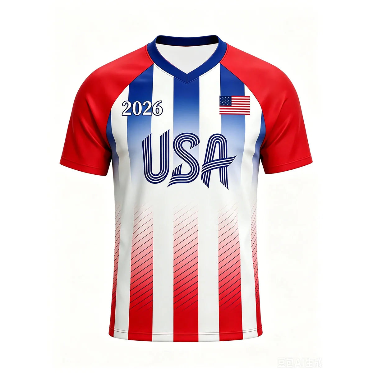 USA 2026 Family Matching Soccer Jersey Top Red White Blue Football Fans Short Sleeve T-shirt for Men Women Kids