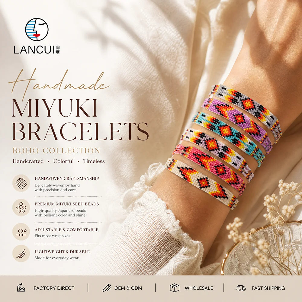2025 Boho Jewelry Friendship Fashion Handmade Colorful Beaded Adjustable Miyuki Seed Bead Stretch Bracelets