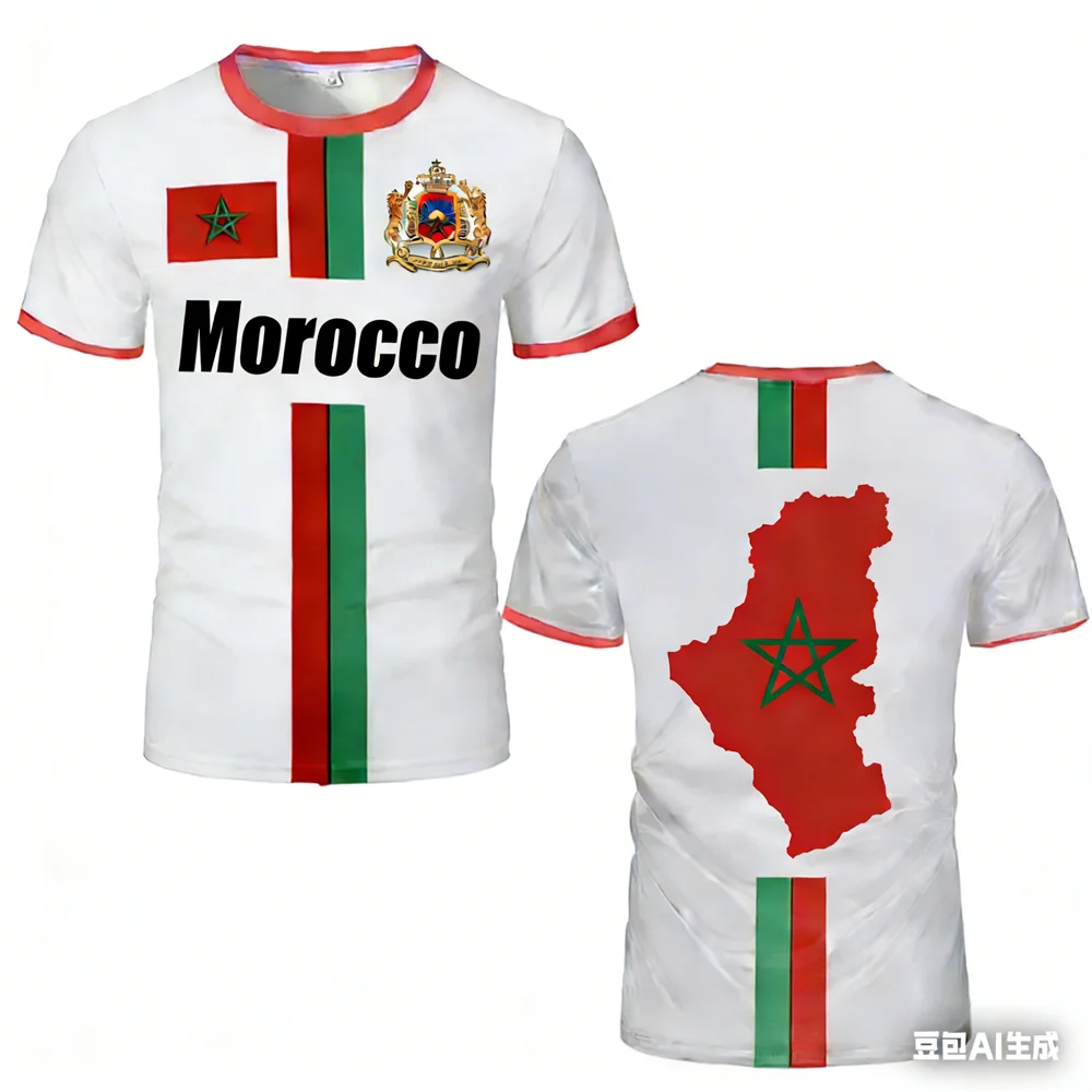 Morocco Football Jersey Maillot Football T Shirts New Design Trendy Short Sleeve Quick Drying Team Uniforms Moroccan Flag Tees