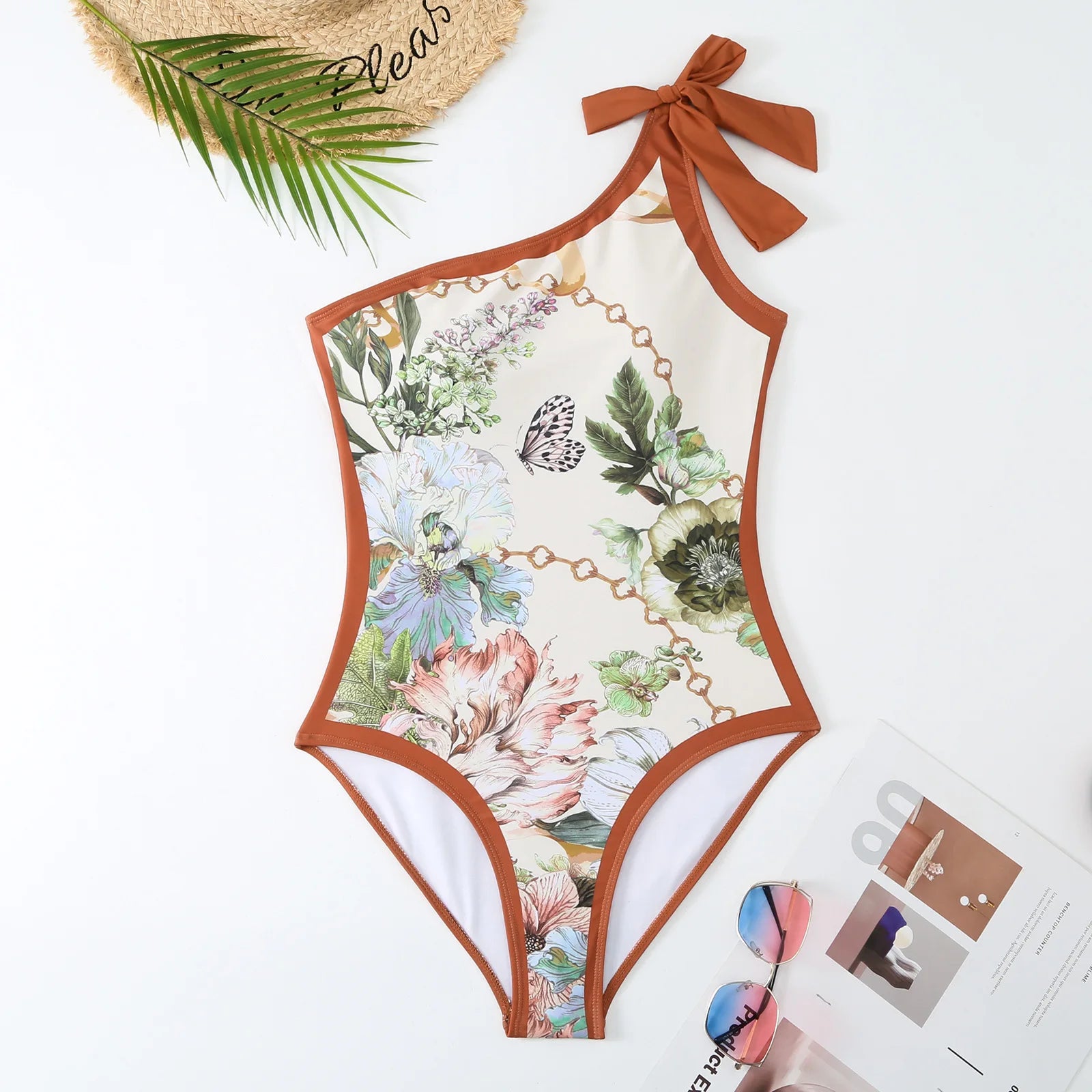 2026 One Shoulder Swimsuit & Long Skirt Padded Sexy Swimwear Women Bathing Suit Female Swimming Summer Beachwear Bodysuit