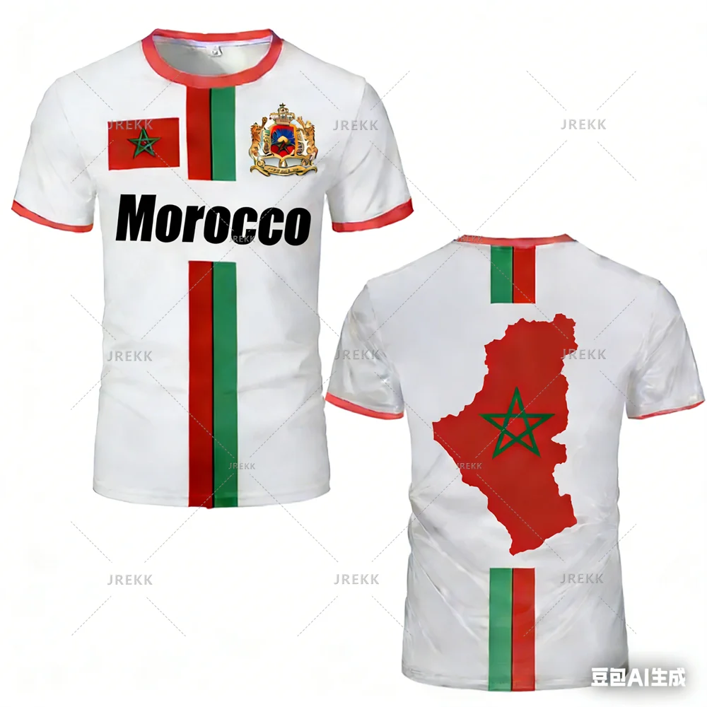 Morocco Football Jersey Maillot Football T Shirts New Design Trendy Short Sleeve Quick Drying Team Uniforms Moroccan Flag Tees