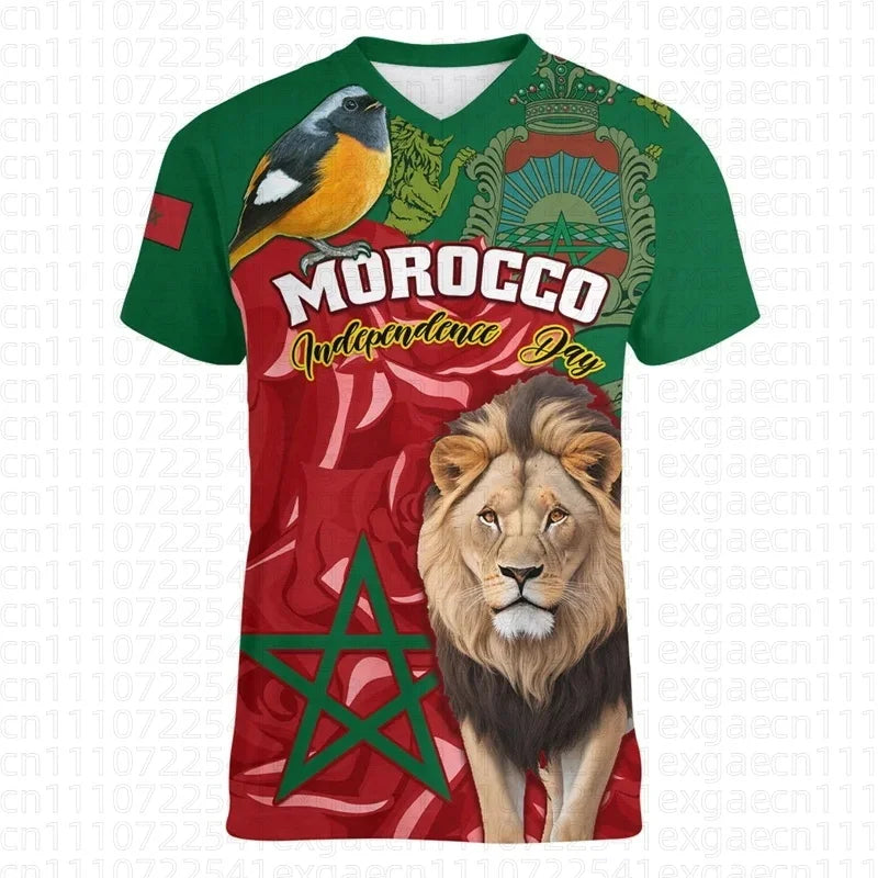 3D Moroccan T-Shirt Morocco Flag Emblem Graphic T Shirt for Men Clothing Casual Short Sleeved Shirts Unisex Gym Family Kids Tees