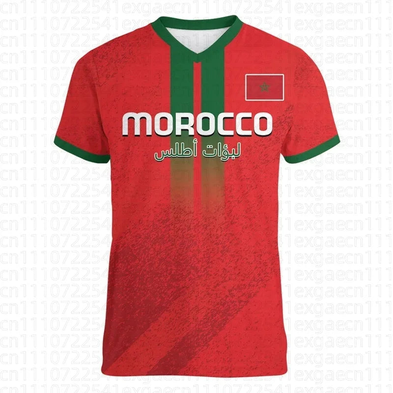 3D Moroccan T-Shirt Morocco Flag Emblem Graphic T Shirt for Men Clothing Casual Short Sleeved Shirts Unisex Gym Family Kids Tees