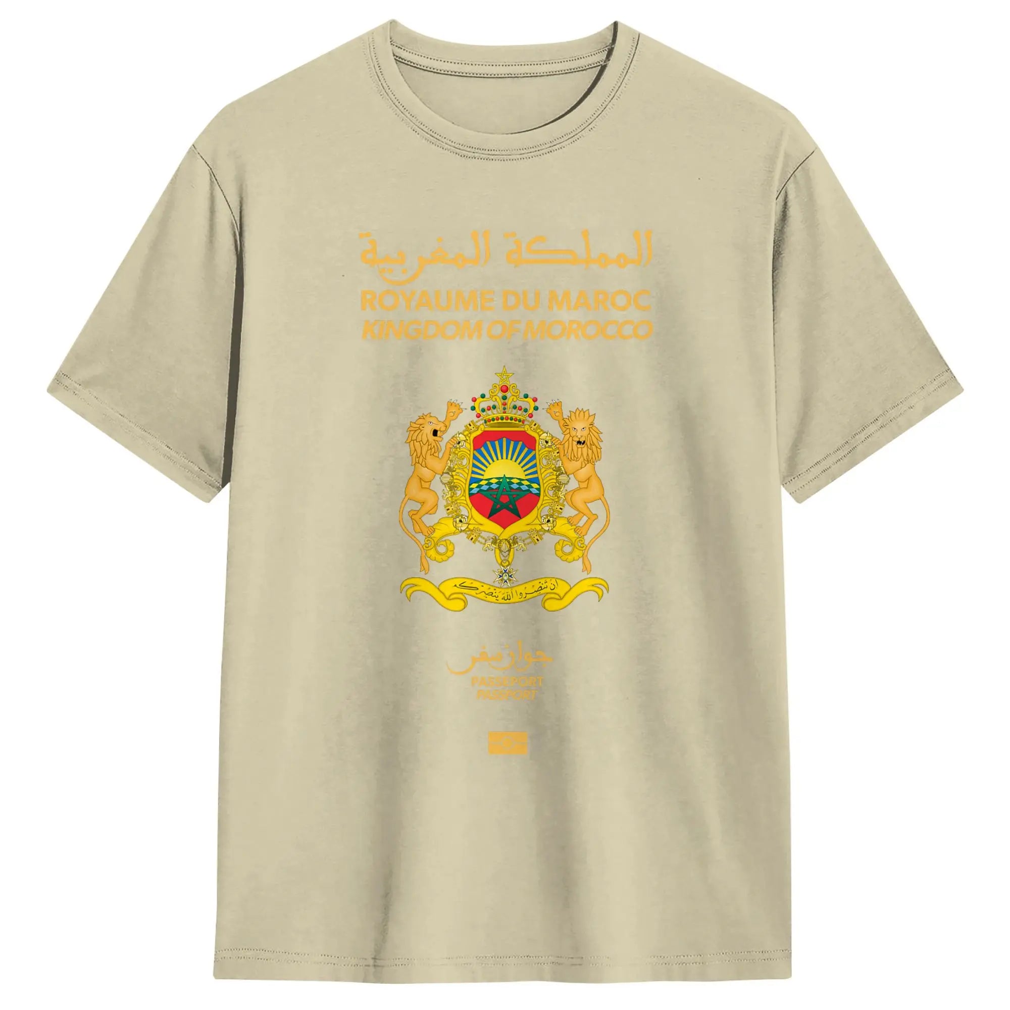 Men Moroccan passport Kingdom of Morocco T Shirts  Pure Cotton Clothing Unique Short Sleeve Crewneck Tees Adult