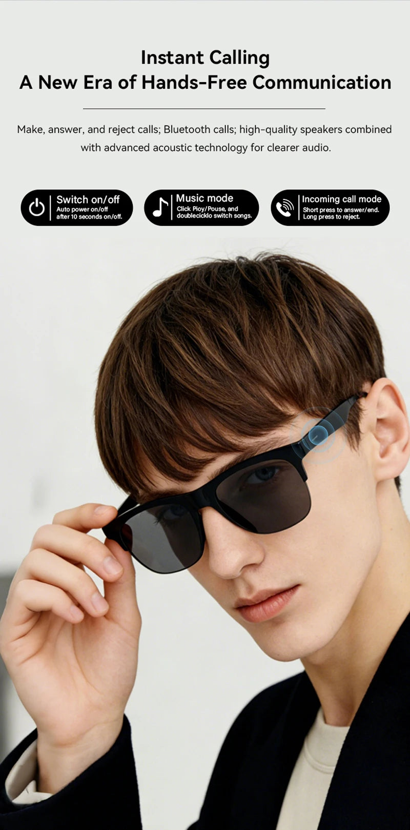 AI Smart Glasses 4K Remote Control Touch Photo Camera Recording Translator Voice Assistant Wireless Bluetooth Eyewear
