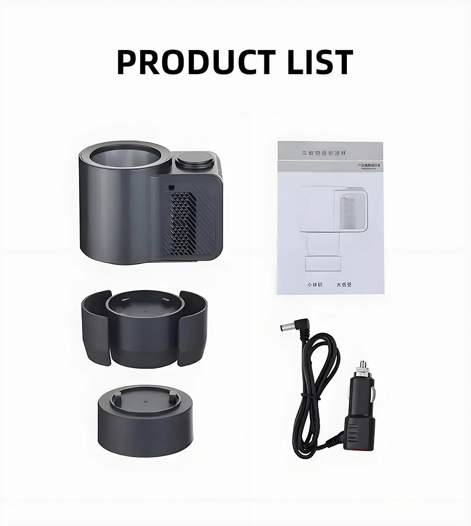 Summer Car Cup Cooler Smart Fast Cooling Cup Holder Touch Screen Beverage Chiller for Cold Drink Thermos Cup for Car Home Travel