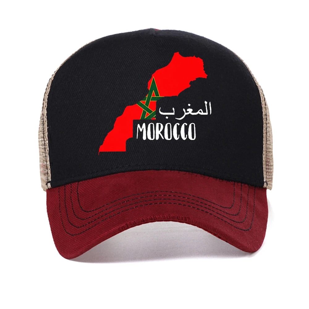 Morocco Flag baseball cap Men Moroccan Men's Printed caps fashion summer Breathable visor hats mesh adjustable hat