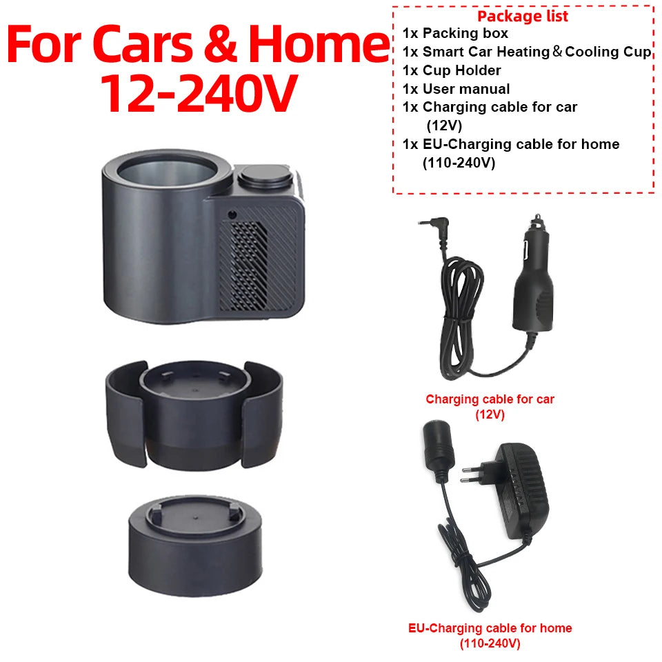 Summer Car Cup Cooler Smart Fast Cooling Cup Holder Touch Screen Beverage Chiller for Cold Drink Thermos Cup for Car Home Travel