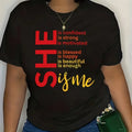 "She Is Me."Women's T-shirt, "strong and Beautiful" Confidence Slogan Design Women Casual Tops Ladies T-Shirt Daily Streetwear