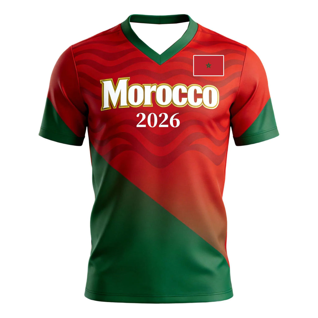 2026 Morocco Football Jersey Tops, Parent-Child Matching Soccer T-shirt, Family Sportswear for Game Day & Casual Wear