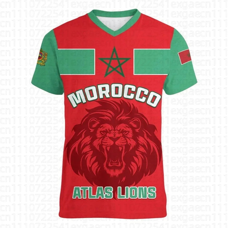 3D Moroccan T-Shirt Morocco Flag Emblem Graphic T Shirt for Men Clothing Casual Short Sleeved Shirts Unisex Gym Family Kids Tees