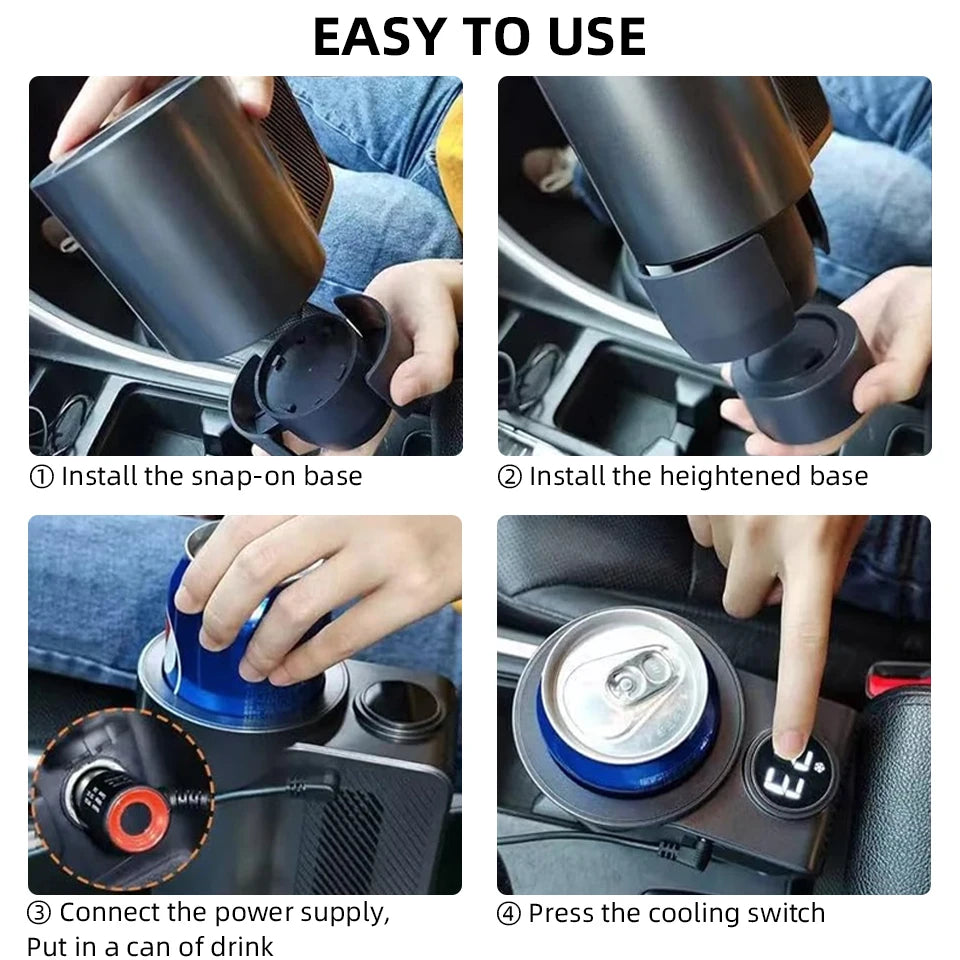 Summer Car Cup Cooler Smart Fast Cooling Cup Holder Touch Screen Beverage Chiller for Cold Drink Thermos Cup for Car Home Travel