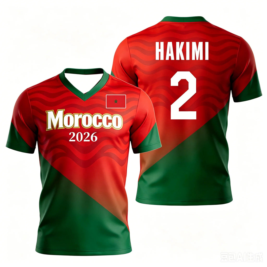2026 Morocco Football Jersey Tops, Parent-Child Matching Soccer T-shirt, Family Sportswear for Game Day & Casual Wear