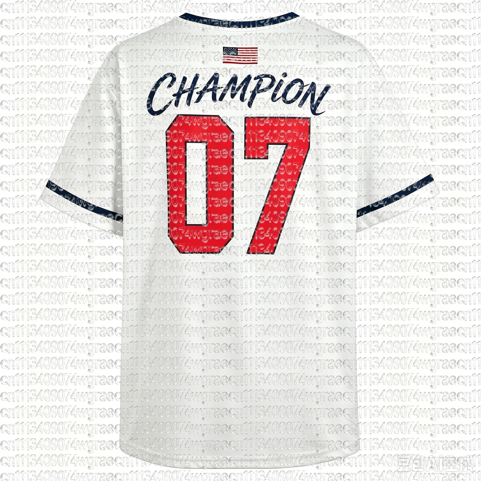 2026 Football Match USA Fan Cheer T-Shirt, Champion & Player Number Print On Back, Unisex Adult Kids Size Casual Sports Tees