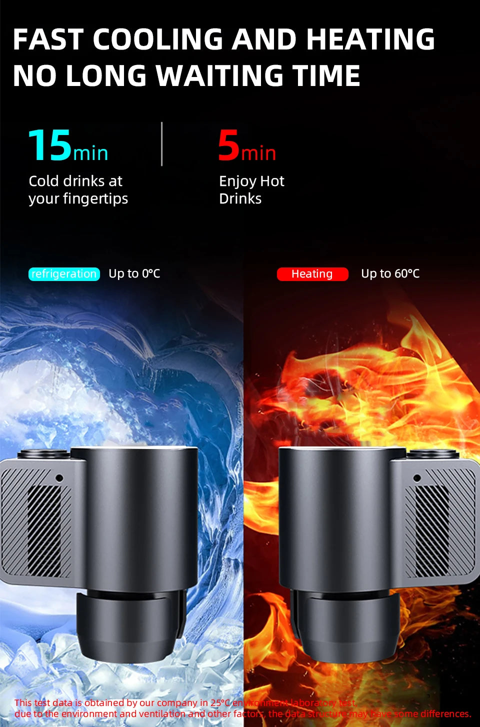 Summer Car Cup Cooler Smart Fast Cooling Cup Holder Touch Screen Beverage Chiller for Cold Drink Thermos Cup for Car Home Travel