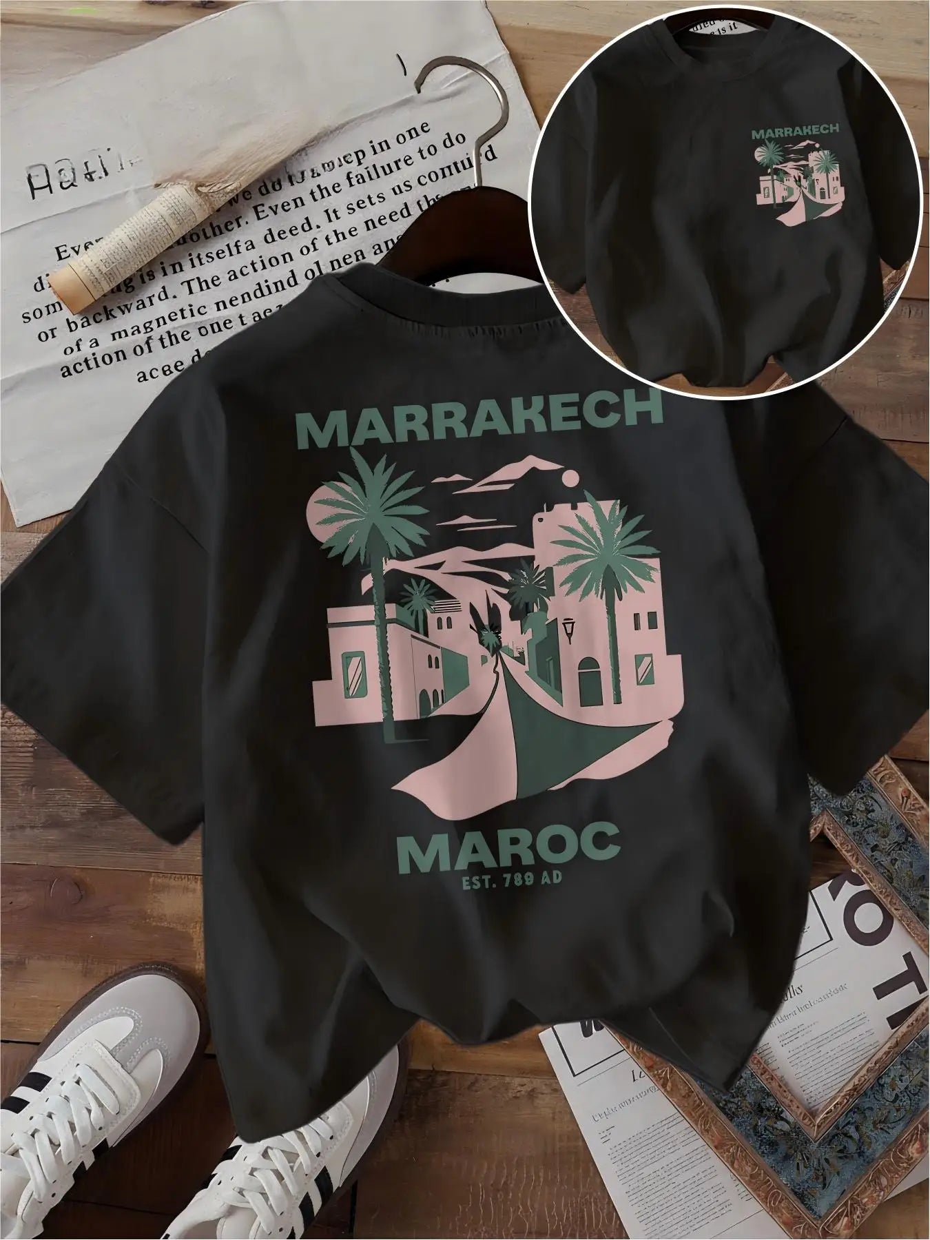 Marrakech Maroc T Shirt Funny Vintage Travel Morocco Graphic Desert Palm Unisex Harajuku Aesthetic Loose Summer White Tops Tee