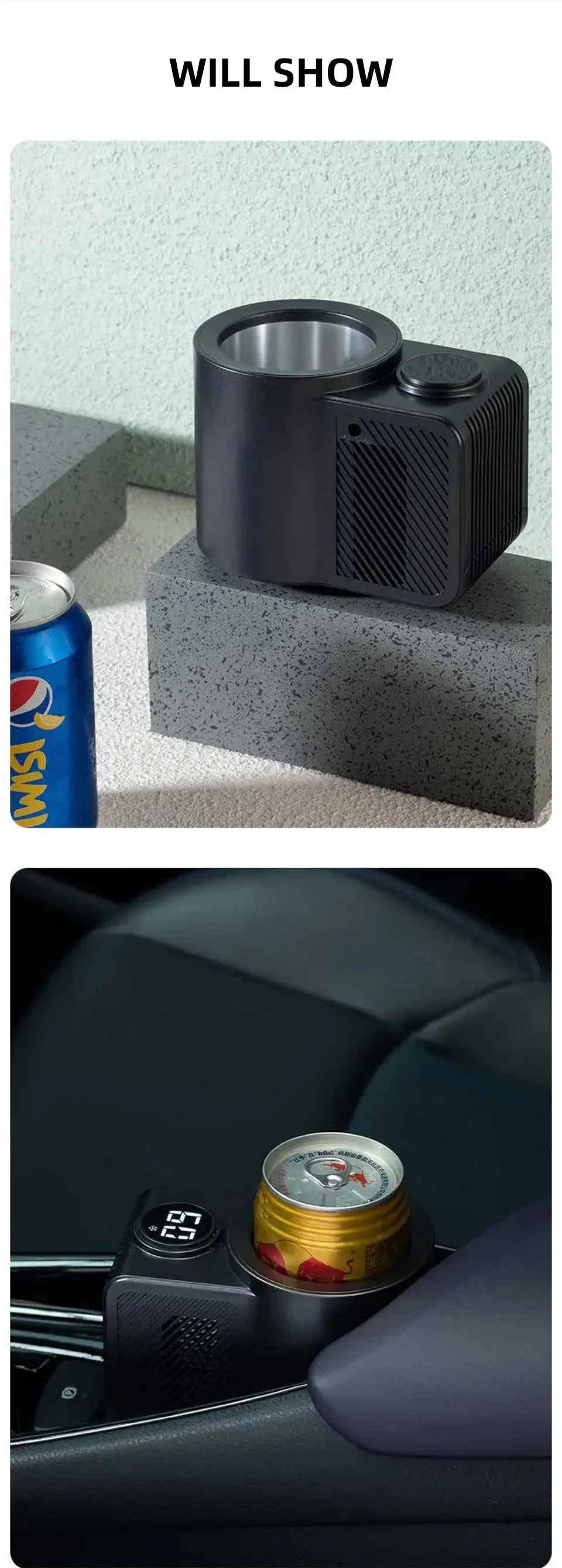 Summer Car Cup Cooler Smart Fast Cooling Cup Holder Touch Screen Beverage Chiller for Cold Drink Thermos Cup for Car Home Travel
