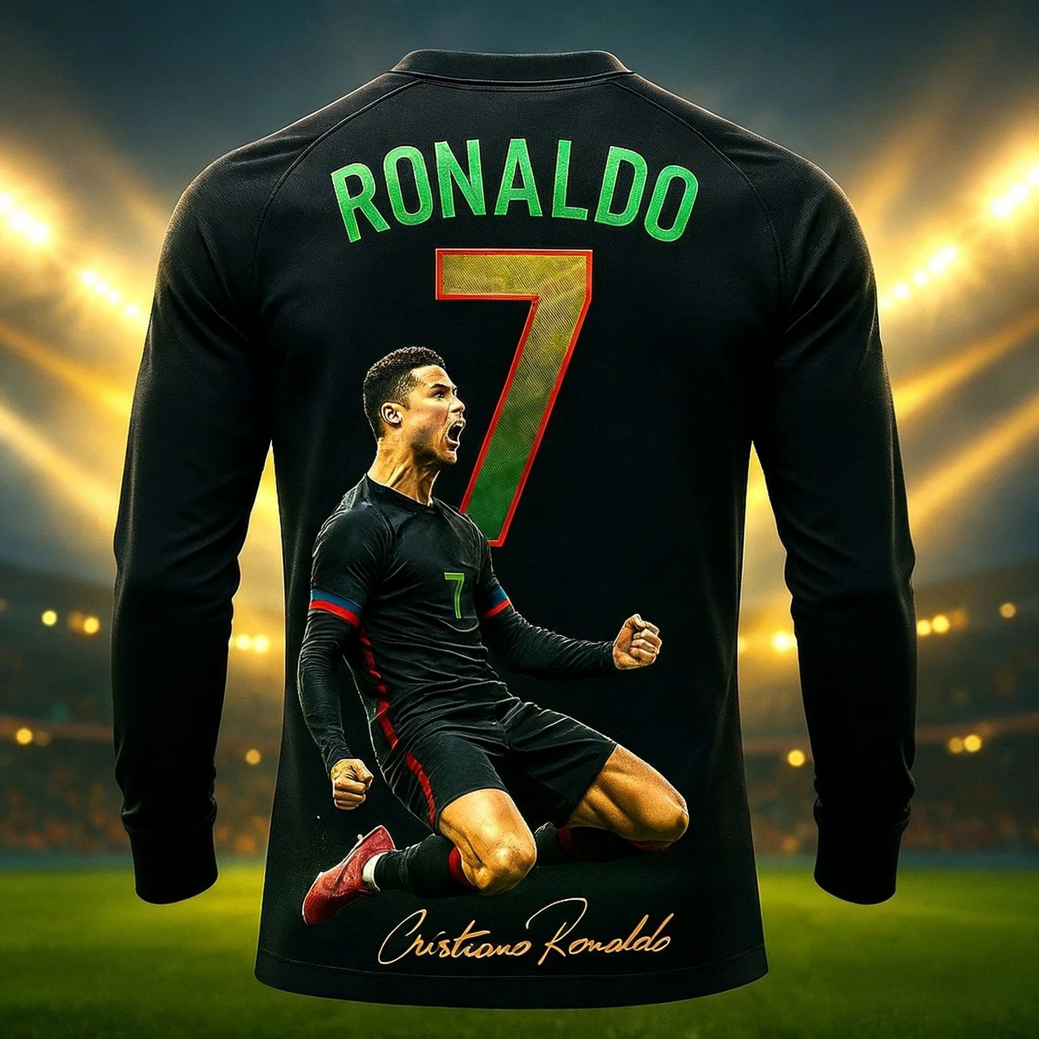 2026 Hot Selling Cristiano Ronaldo Fashion Football Superstar Print Pattern Men's Fan Commemorative Jersey Daily Sports Top Kids