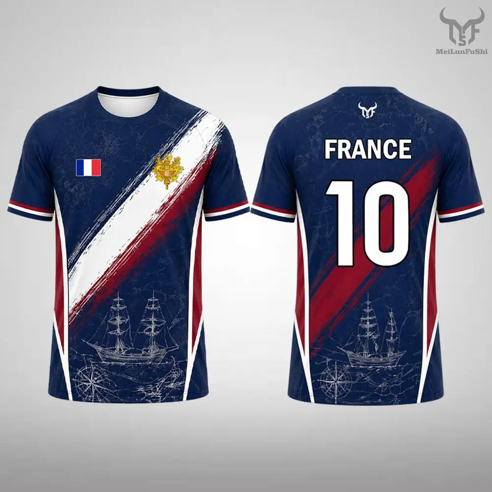 France Flag Printed T-shirt 2026 Summer Men Quick Dry Soccer Jersey Unisex Streetwear Casual Sports Short Sleeve Tee Fans Gift